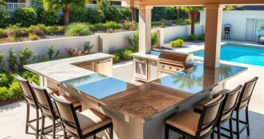 modern backyard outdoor kitchen islands