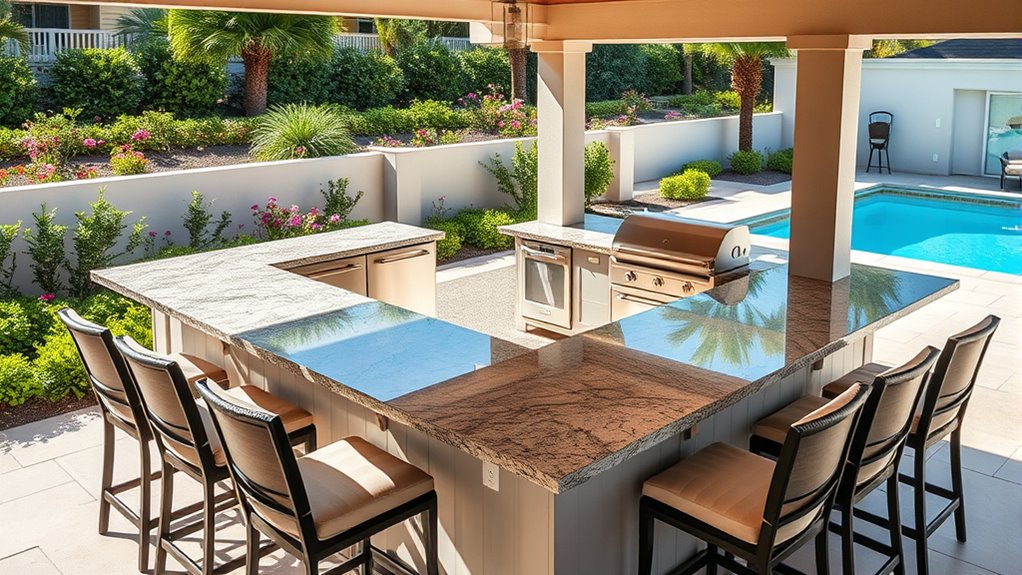 modern backyard outdoor kitchen islands