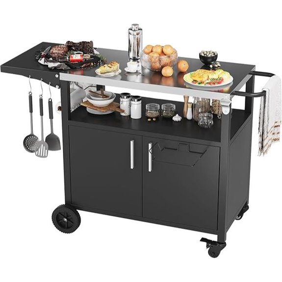 JY Outdoor Grill Cart with Storage and Wheels