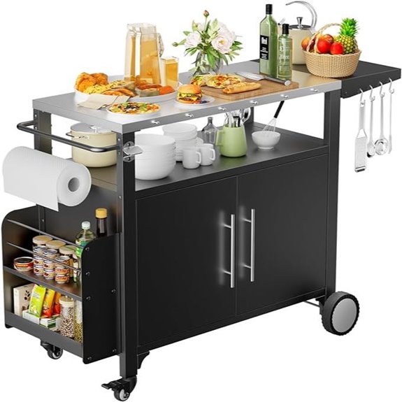 ROOMTEC Outdoor Grill Cart with Storage and Wheels