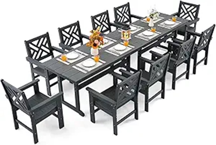 12-Piece HDPE Outdoor Dining Set with Umbrella Hole