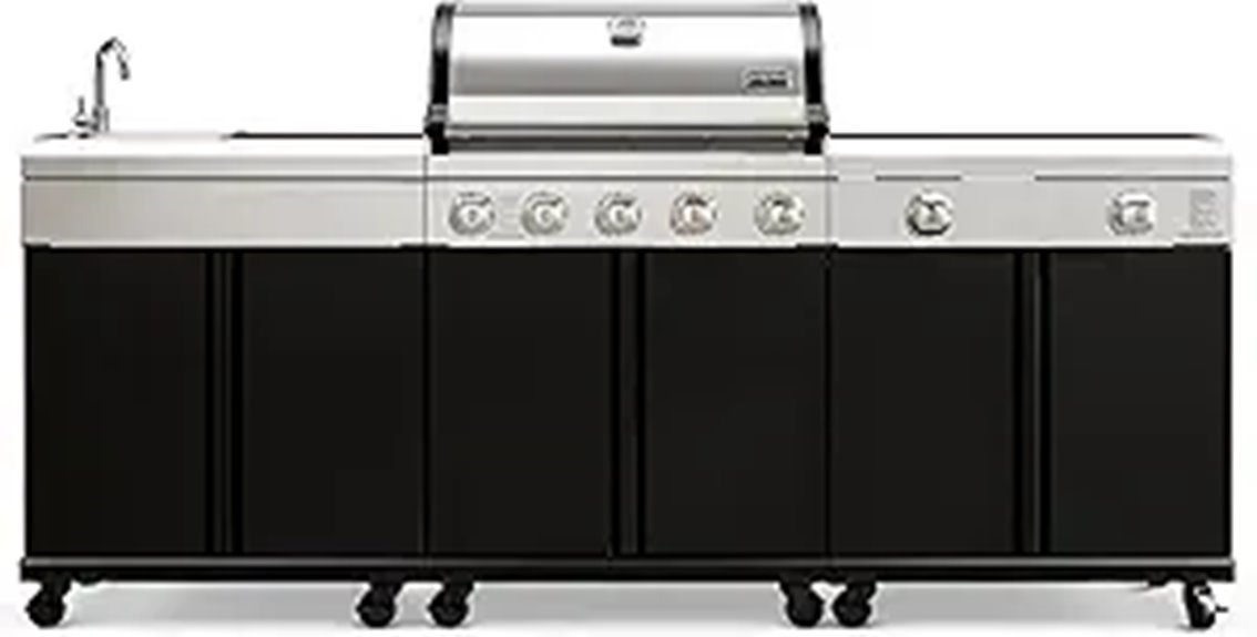 Brand-Man Outdoor Kitchen Island with 5-Burner Grill