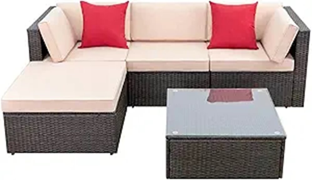 Devoko 5-Piece Outdoor Patio Furniture Set with Cushions