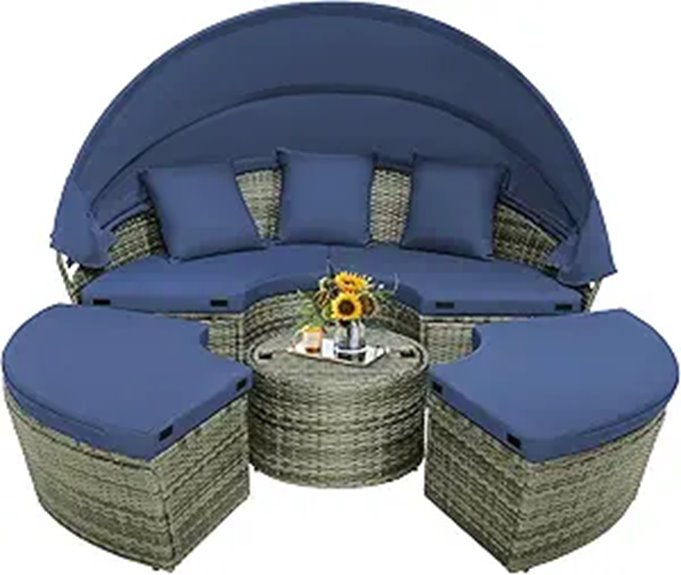 Tangkula Outdoor Round Daybed with Canopy