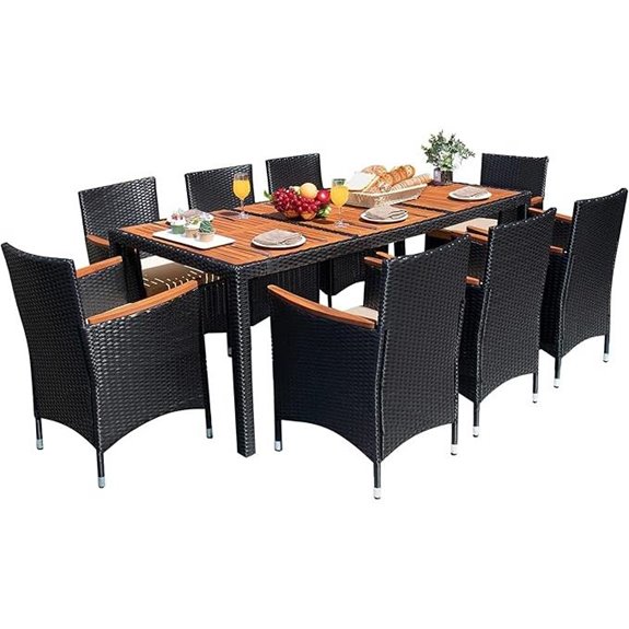 Devoko 9-Piece Outdoor Wicker Patio Dining Set
