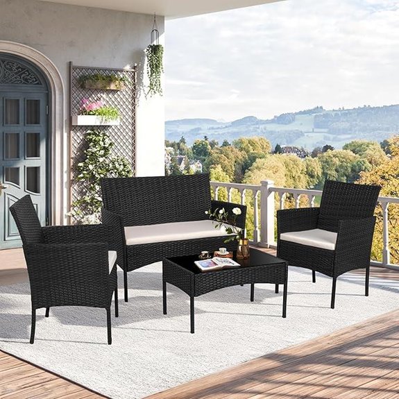 Shintenchi 4-Piece Outdoor Wicker Patio Furniture Set