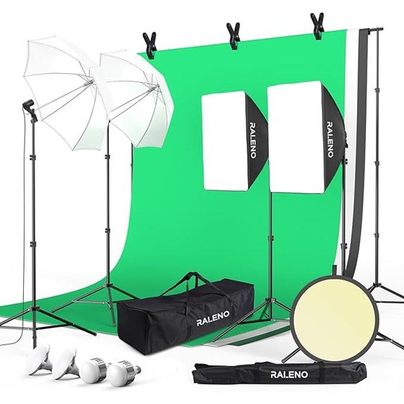 RALENO Photo Backdrop & Lighting Kit with Green Screen