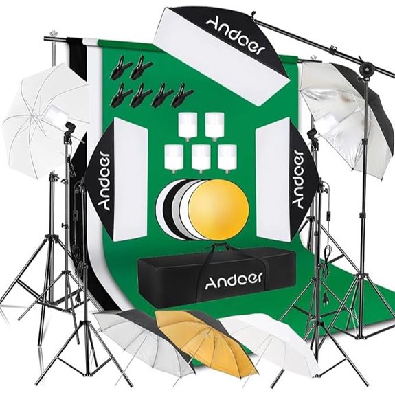 Andoer Softbox Lighting Kit with Backdrops and Umbrellas