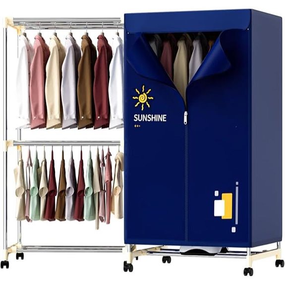 Portable 1000W Clothes Dryer with Timer and Cover