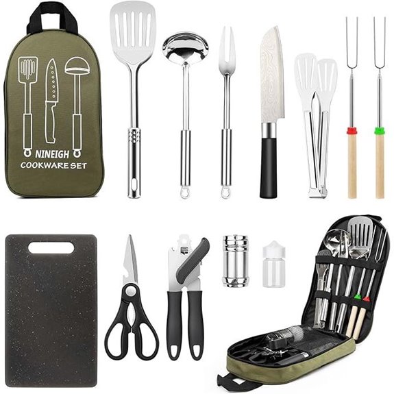 Camping Cooking Utensils Set for Travel and Outdoor Use