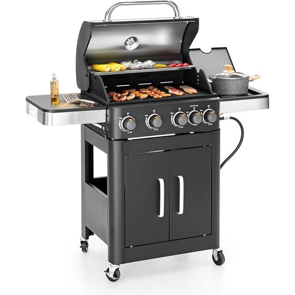 MFSTUDIO Propane Grill with Side Burner and Griddle