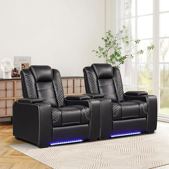 ANJ Power Home Theater Recliner Set with LED Lights
