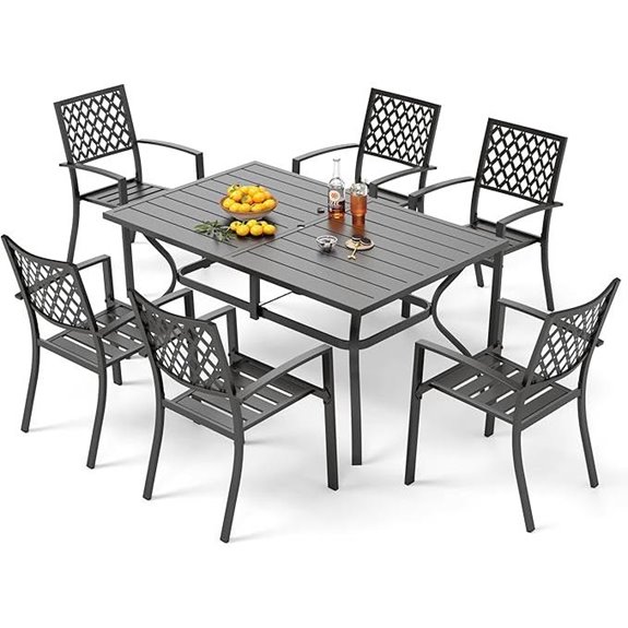 PHI VILLA 7-Piece Metal Patio Dining Set