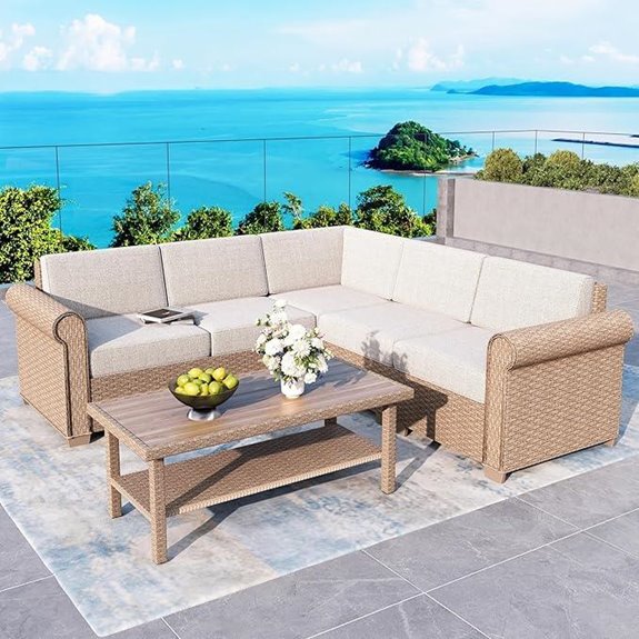 6-Piece Patio Furniture Set with Cushions and Coffee Table