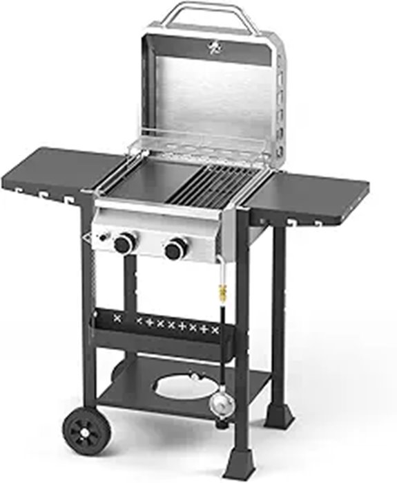 2-Burner Propane Gas BBQ Grill with Cast Iron Grates