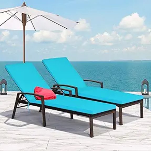 Tangkula 2-Piece Patio Rattan Lounge Chairs