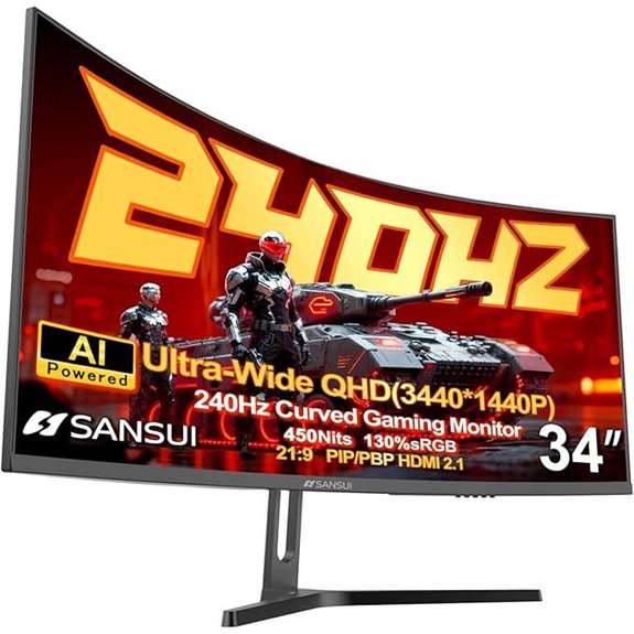 SANSUI 34 Ultrawide Curved Gaming Monitor 3440x1440
