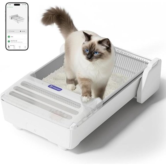Open-Top Self-Cleaning Cat Litter Box (White)