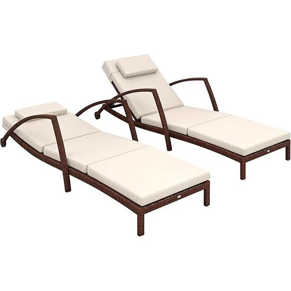 Outsunny Wicker Reclining Poolside Lounge Chairs (Set of 2)