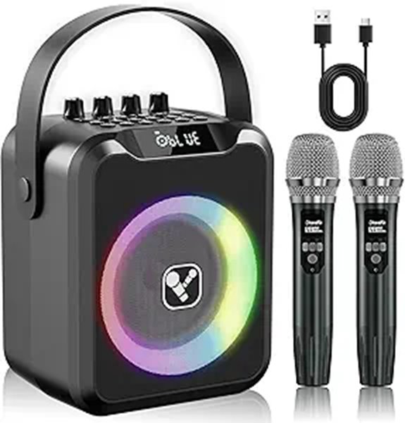 Portable Karaoke Machine with Wireless Microphones