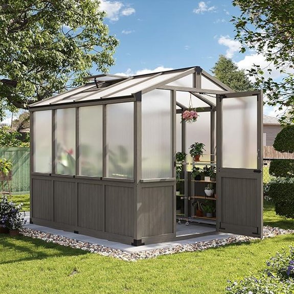 Aoxun 6x8 ft Wooden Greenhouse with Vent